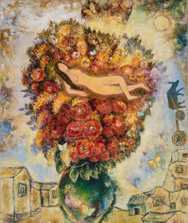 許武勇 Wu-Yung Hsu〈花中女人〉 A Woman among Flowers 油彩、畫布 Oil on Canvas 91 x 72.5 2012