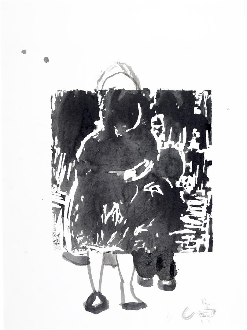 〈嬤孫〉，2015，水墨，42×30 cm，藝術家自藏。