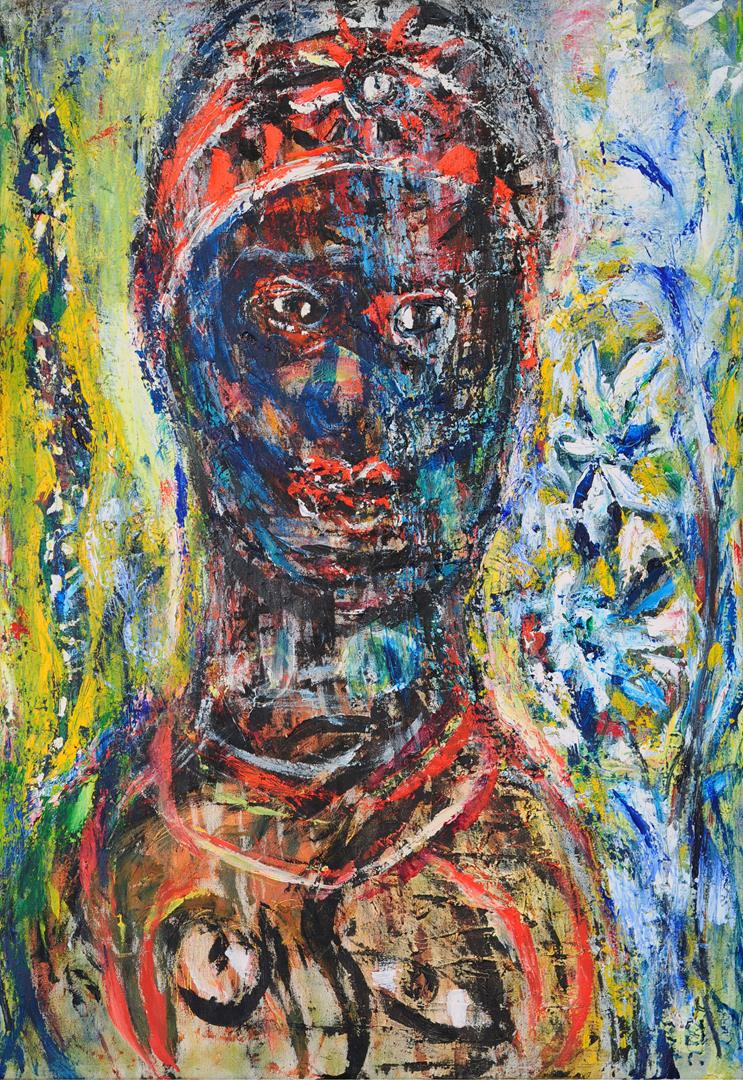 〈守護山林的青年〉，2017，油彩畫布，91×73 cm，藝術家自藏。