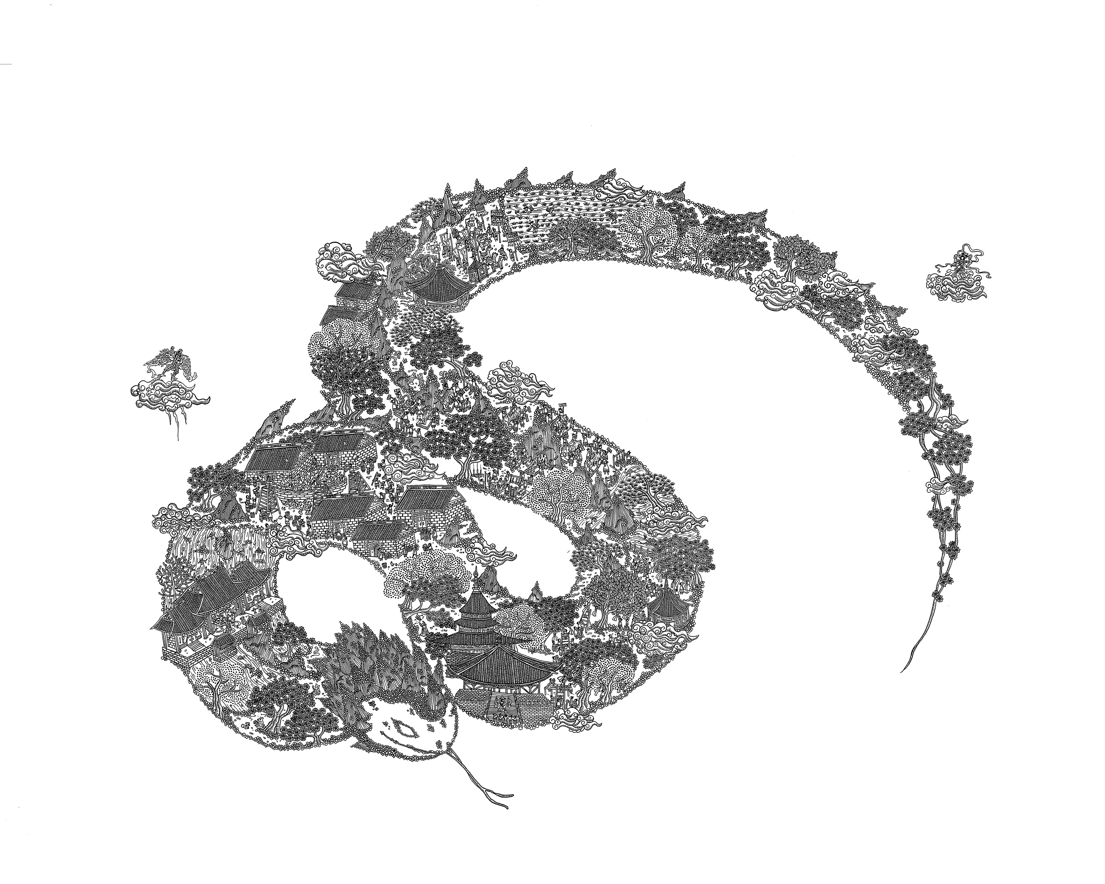 〈驚蟄〉，2018，鋼筆，52×38 cm，藝術家自藏。