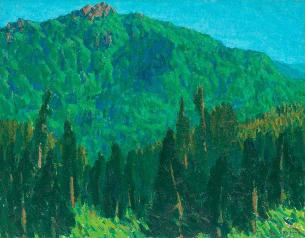 林國治，〈阿里山晨景〉，1984，油彩、畫布，91×116.5 cm。