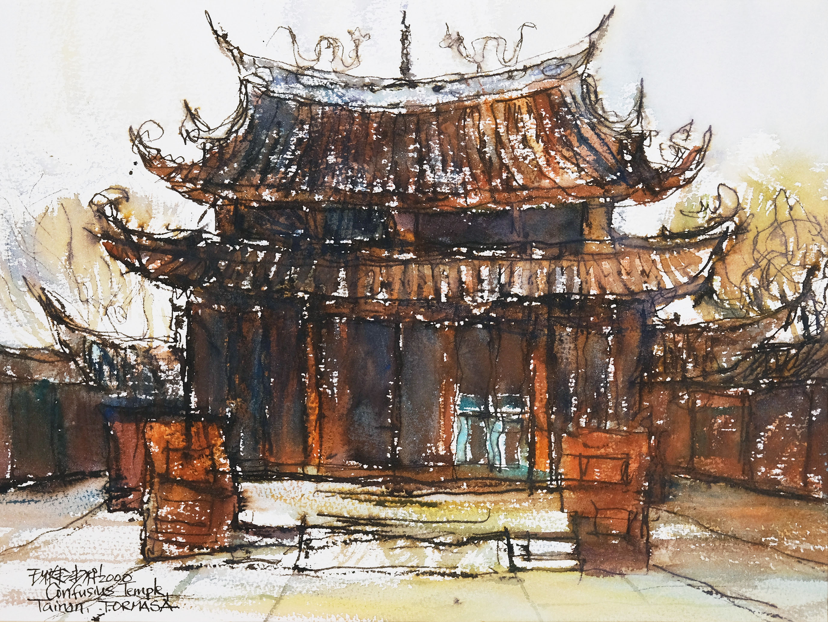 〈大成〉，2000，水彩，28×40 cm，藝術家自藏。